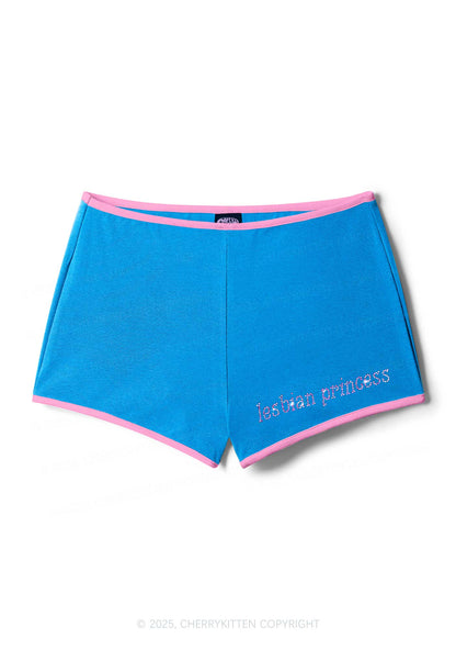 Rhinestone Pink Lesbian Princess Y2K Booty Shorts Cherrykitten