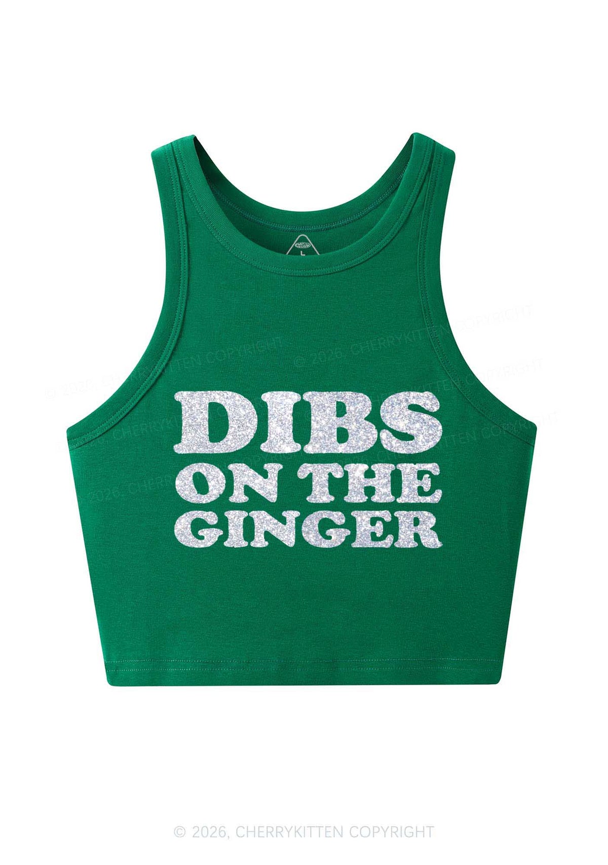 Glitter Dibs On The Ginger St Patricks Y2K Crop Tank Top Cherrykitten