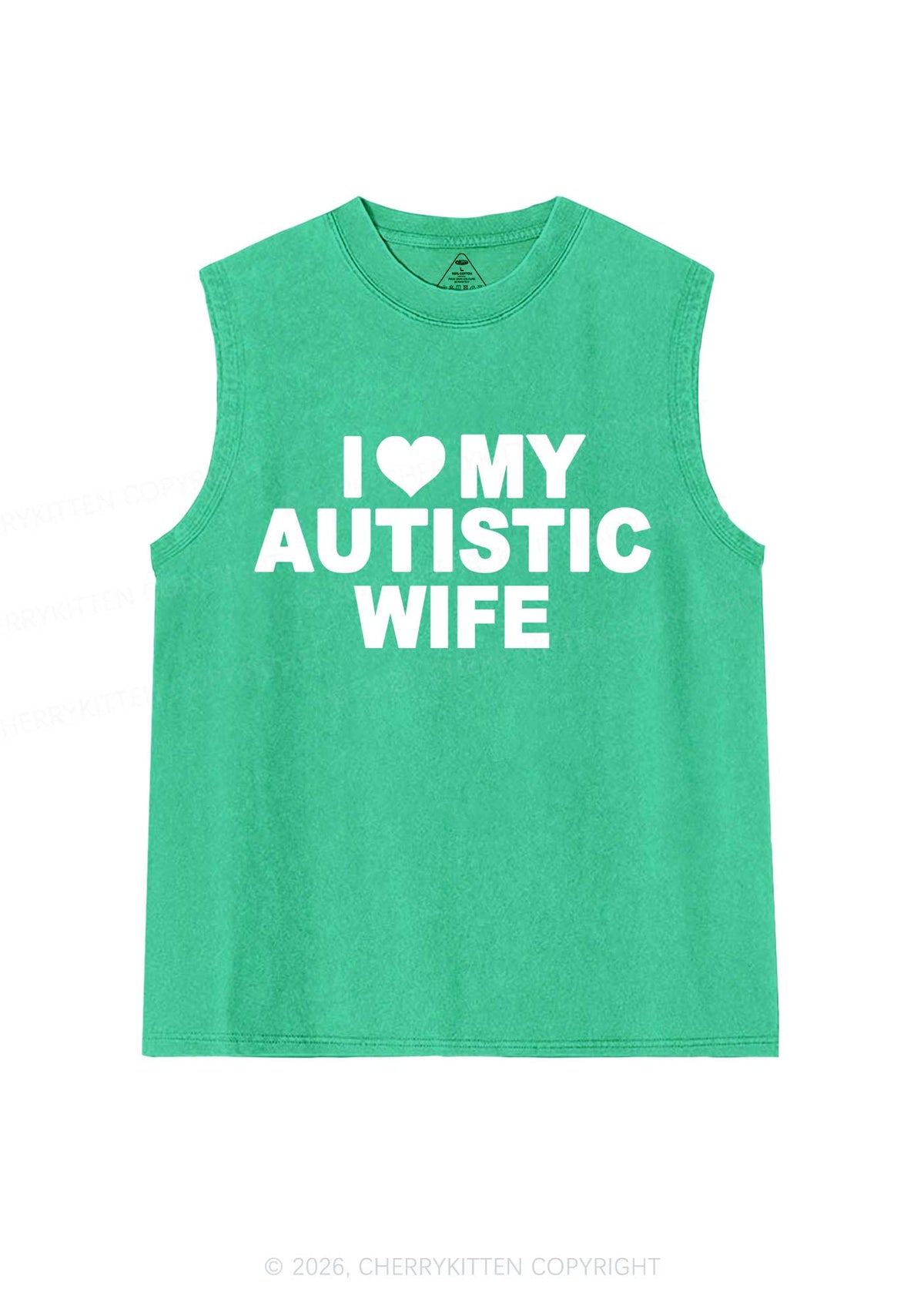 I Love My Autistic Wife Y2K Washed Muscle Tank Cherrykitten