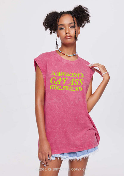 Somebodys Gay Axx Girlfriend Pride Y2K Washed Muscle Tank Cherrykitten