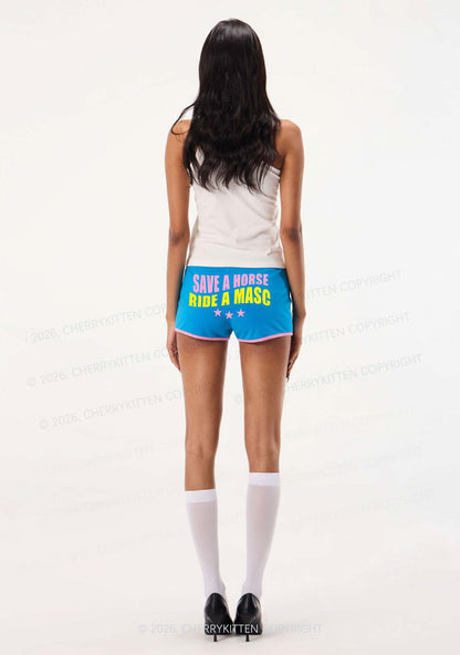 Save Horse Ride Masc Pride Y2K Booty Shorts Cherrykitten