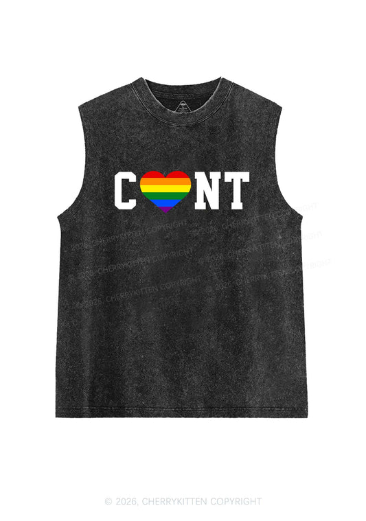 Rainbow Heart Cxxt Pride Y2K Washed Muscle Tank Cherrykitten
