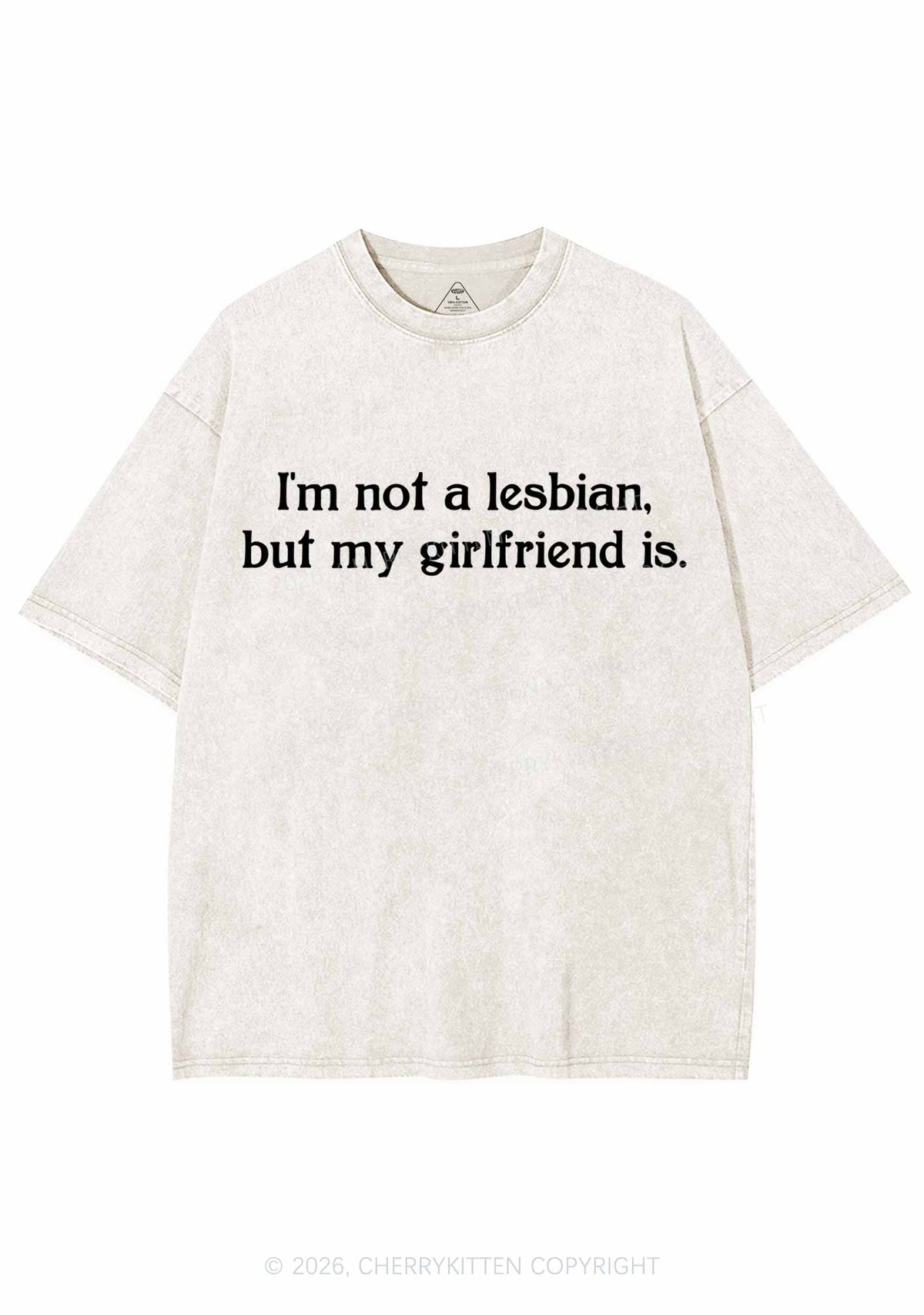 My Girlfriend Is Lesbian Pride Y2K Shirts Washed Tee Cherrykitten