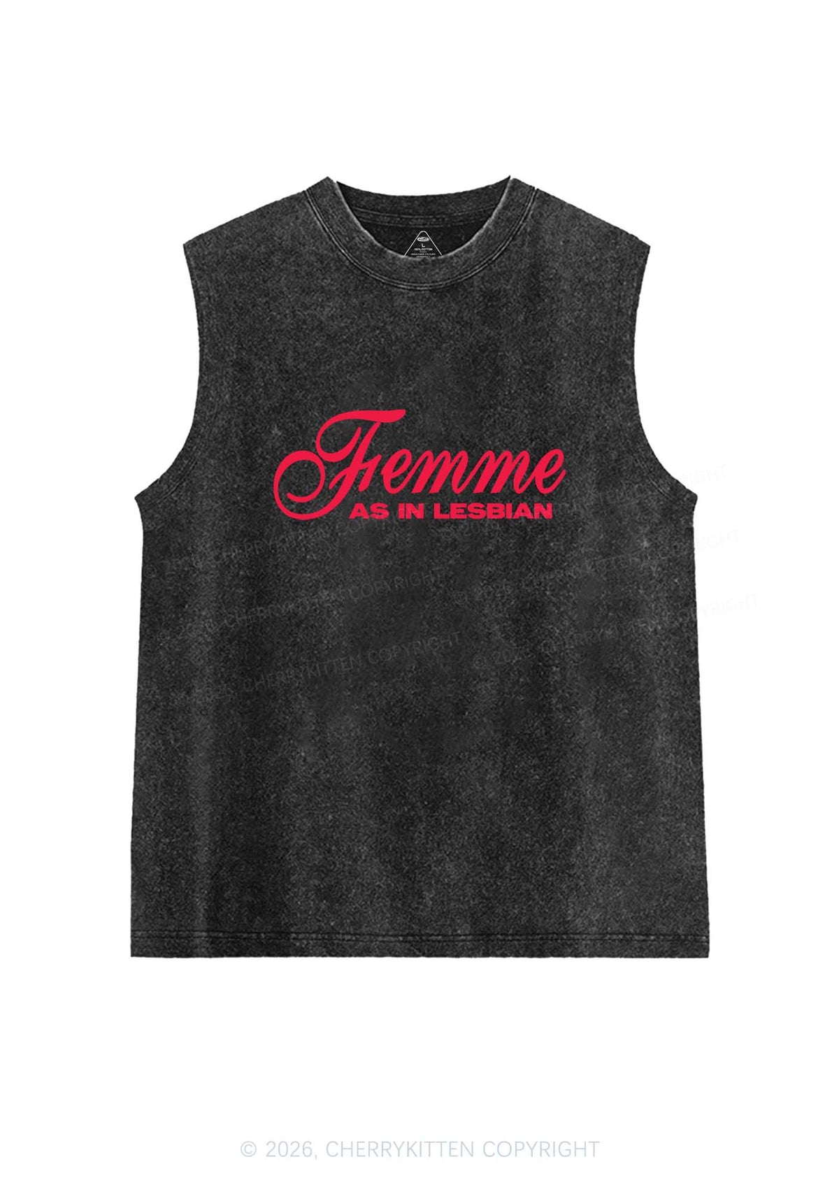 Femme As In Lesbian Pride Y2K Washed Muscle Tank Cherrykitten