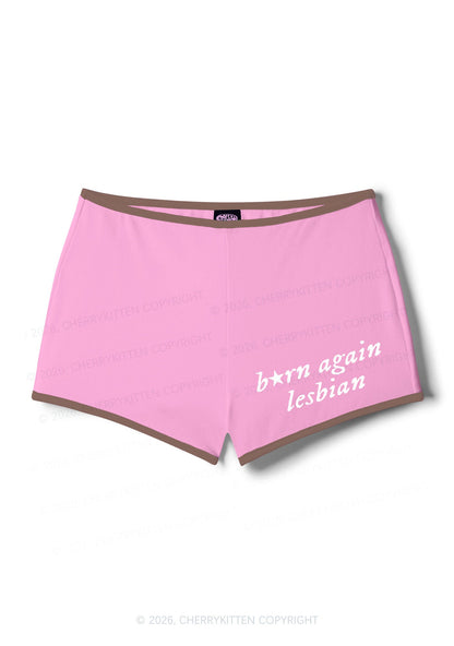 Born Again Lesbian Pride Y2K Booty Shorts Cherrykitten