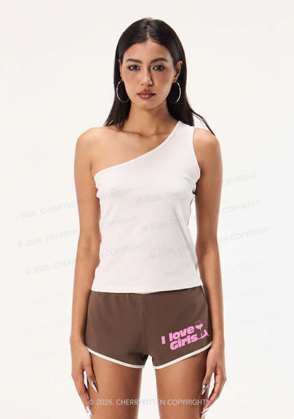I Love Girls Wine Glass Pride Y2K Booty Shorts Cherrykitten