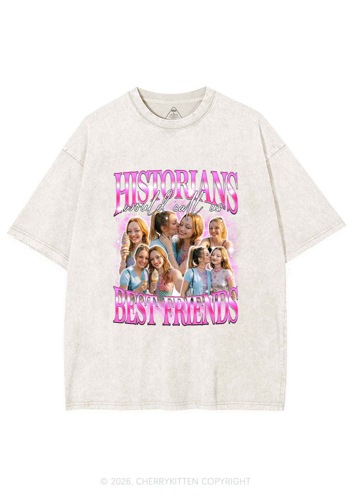 Custom Best Friends Photos Pride Y2K Shirts Washed Tee Cherrykitten
