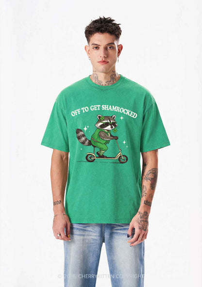 Off To Get Shamrocked St Patricks Y2K Shirts Washed Tee Cherrykitten
