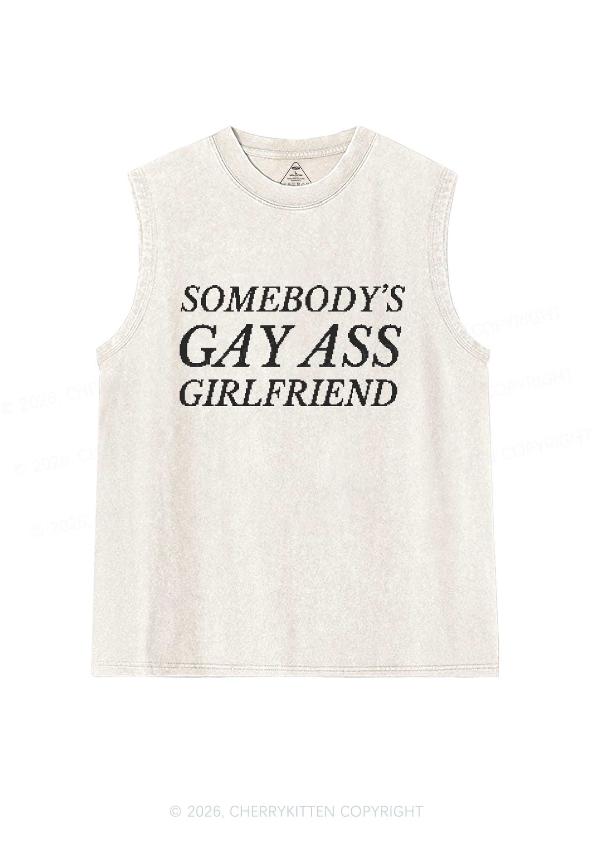 Somebodys Gay Axx Girlfriend Pride Y2K Washed Muscle Tank Cherrykitten