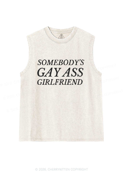 Somebodys Gay Axx Girlfriend Pride Y2K Washed Muscle Tank Cherrykitten