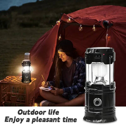 4-Pack Foldable LED Lanterns, Waterproof Solar & USB Rechargeable Camping Lights with Adjustable Brightness and Flashlight Mode