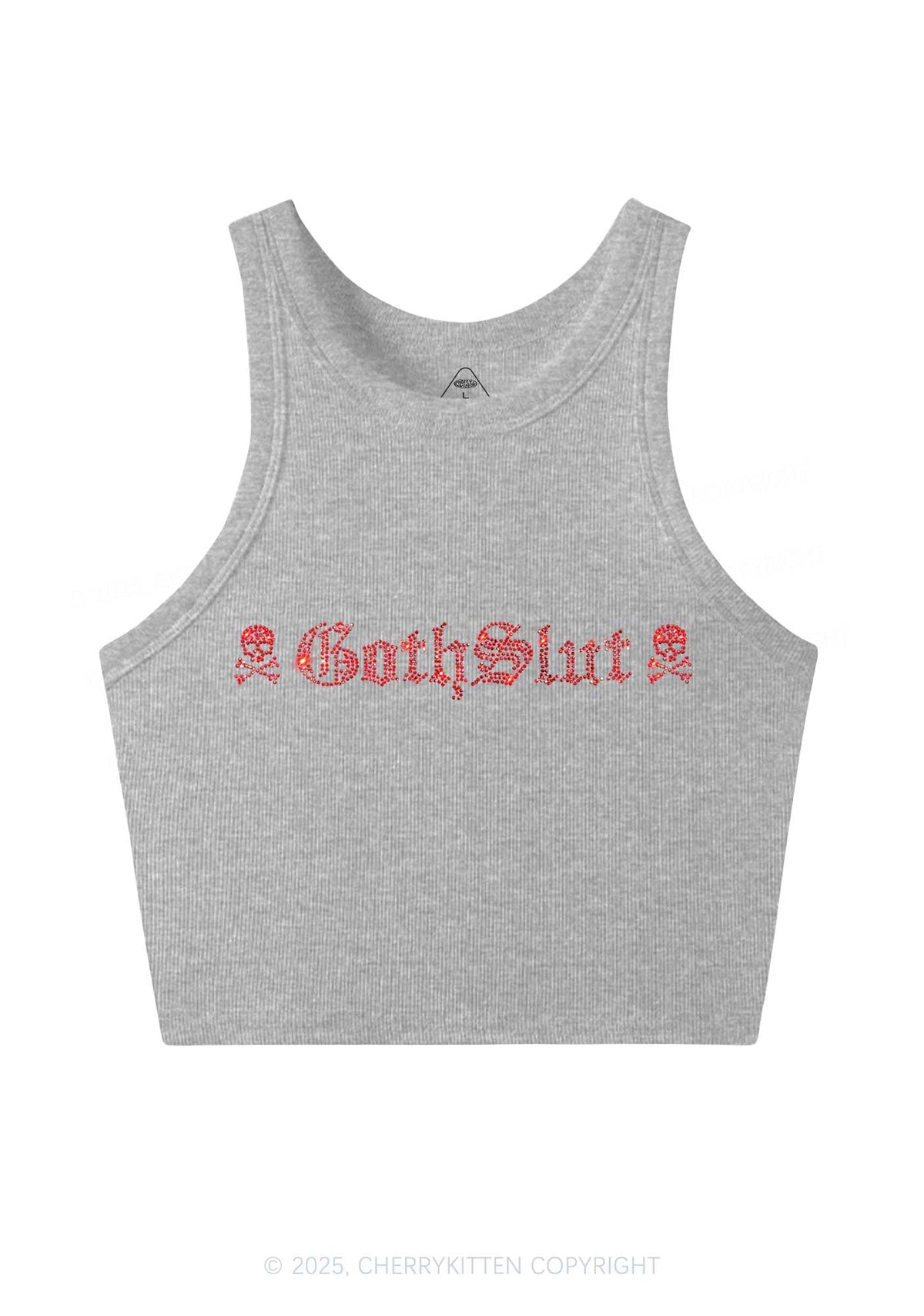 Rhinestone Gothslxt Y2K Crop Tank Top Cherrykitten