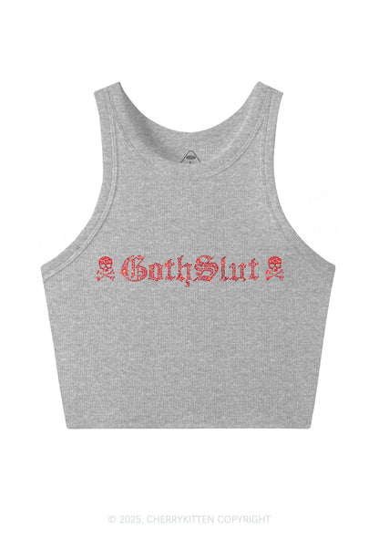 Rhinestone Gothslxt Y2K Crop Tank Top Cherrykitten