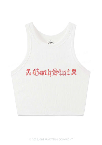 Rhinestone Gothslxt Y2K Crop Tank Top Cherrykitten
