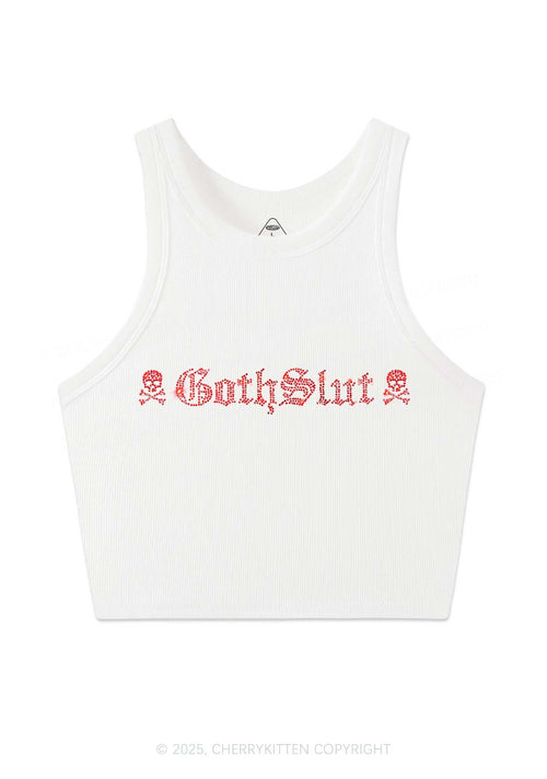 Rhinestone Gothslxt Y2K Crop Tank Top Cherrykitten