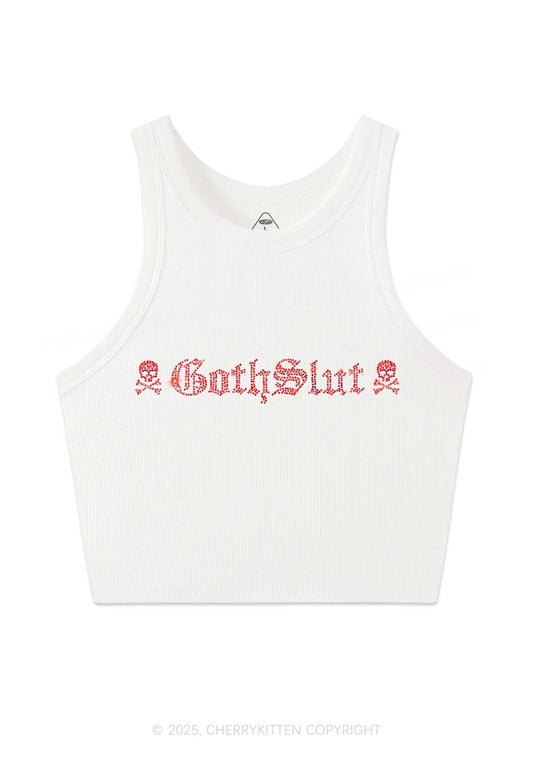 Rhinestone Gothslxt Y2K Crop Tank Top Cherrykitten