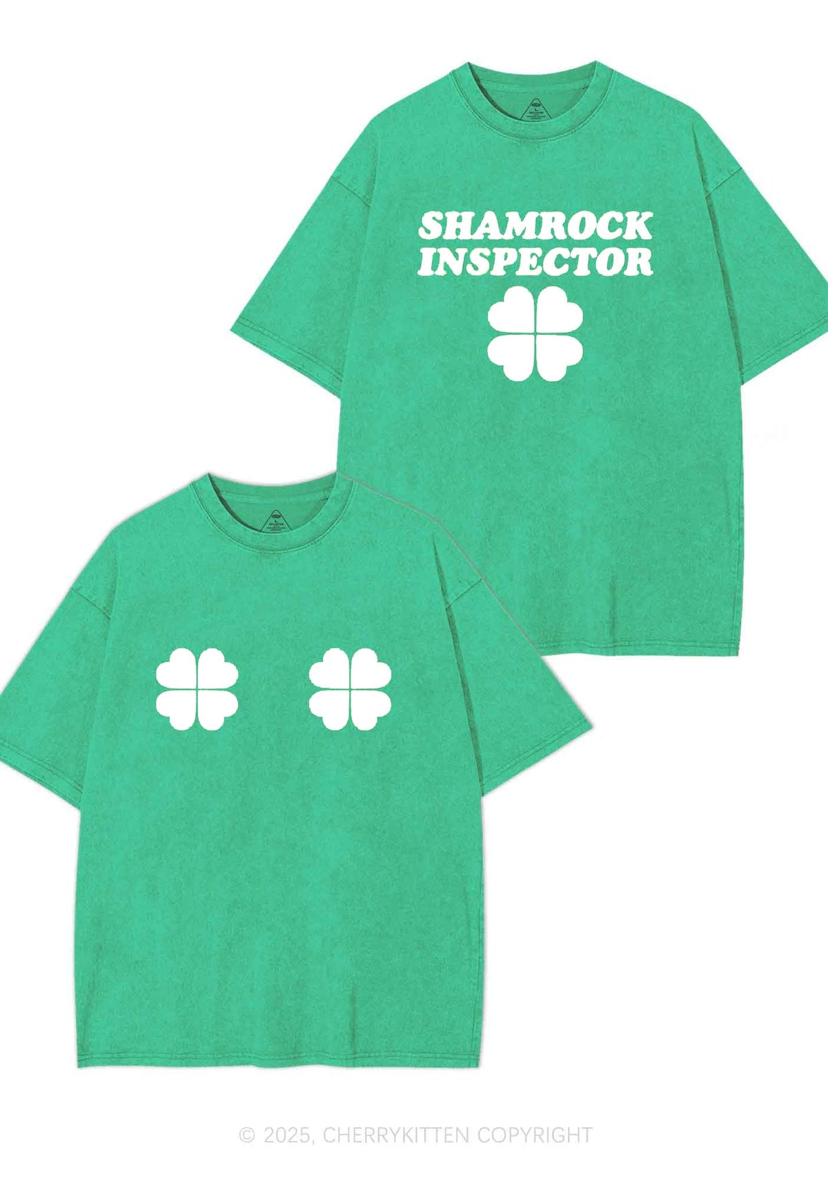 Shamrock Inspector Two Sides St Patricks Y2K Shirts Washed Tee Cherrykitten