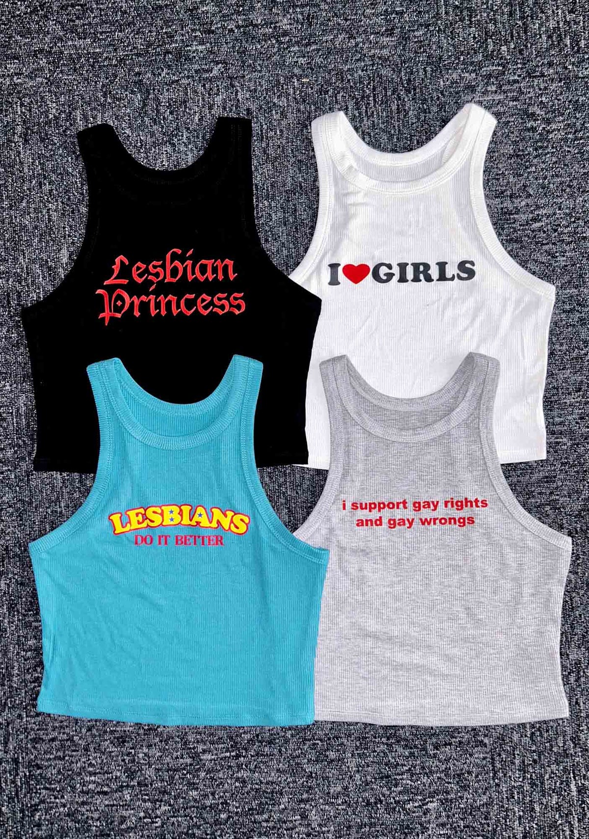 Lesbian Princess Y2K Crop Tank Top Cherrykitten