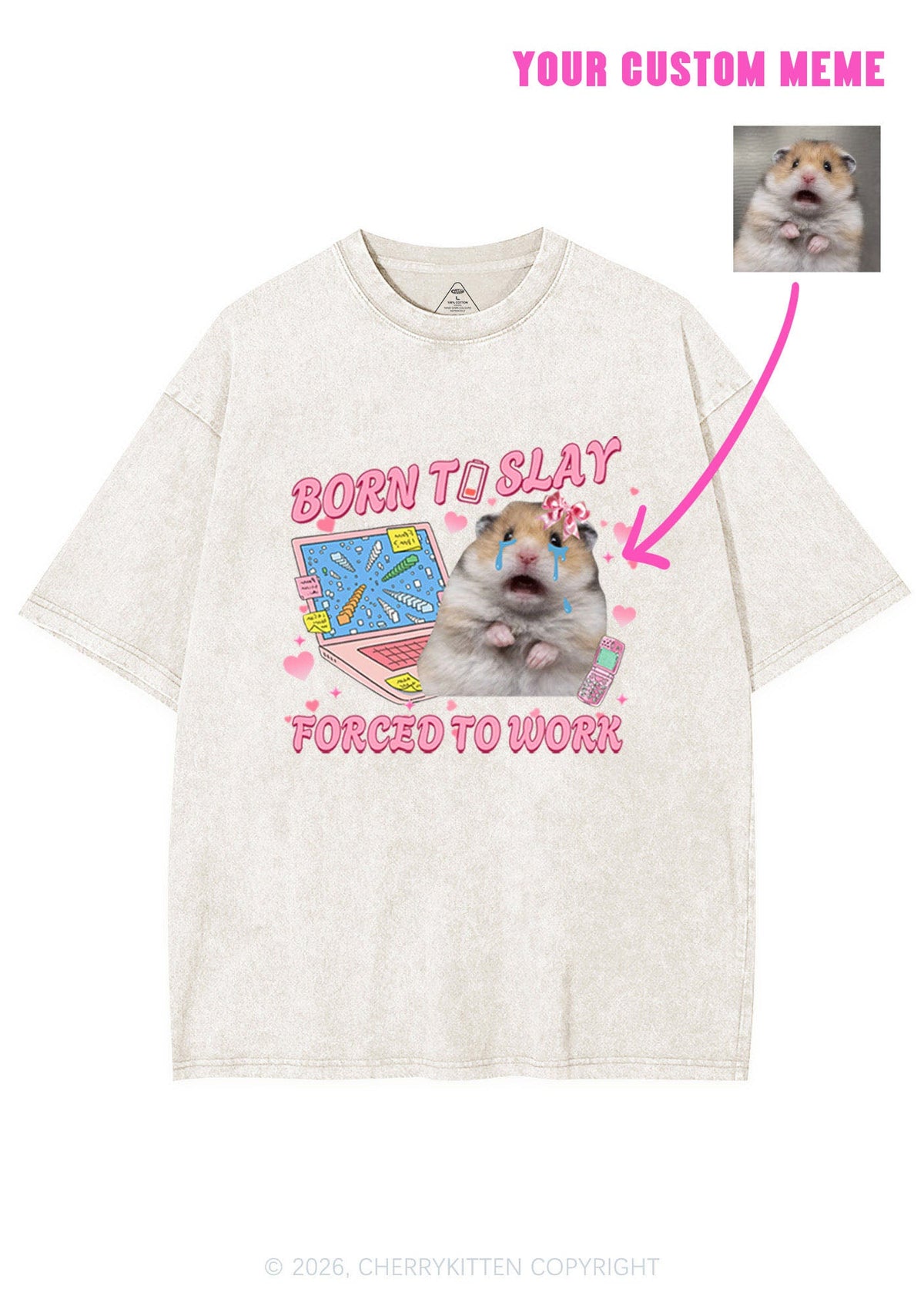 Custom Meme Born To Slay Y2K Shirts Washed Tee Cherrykitten