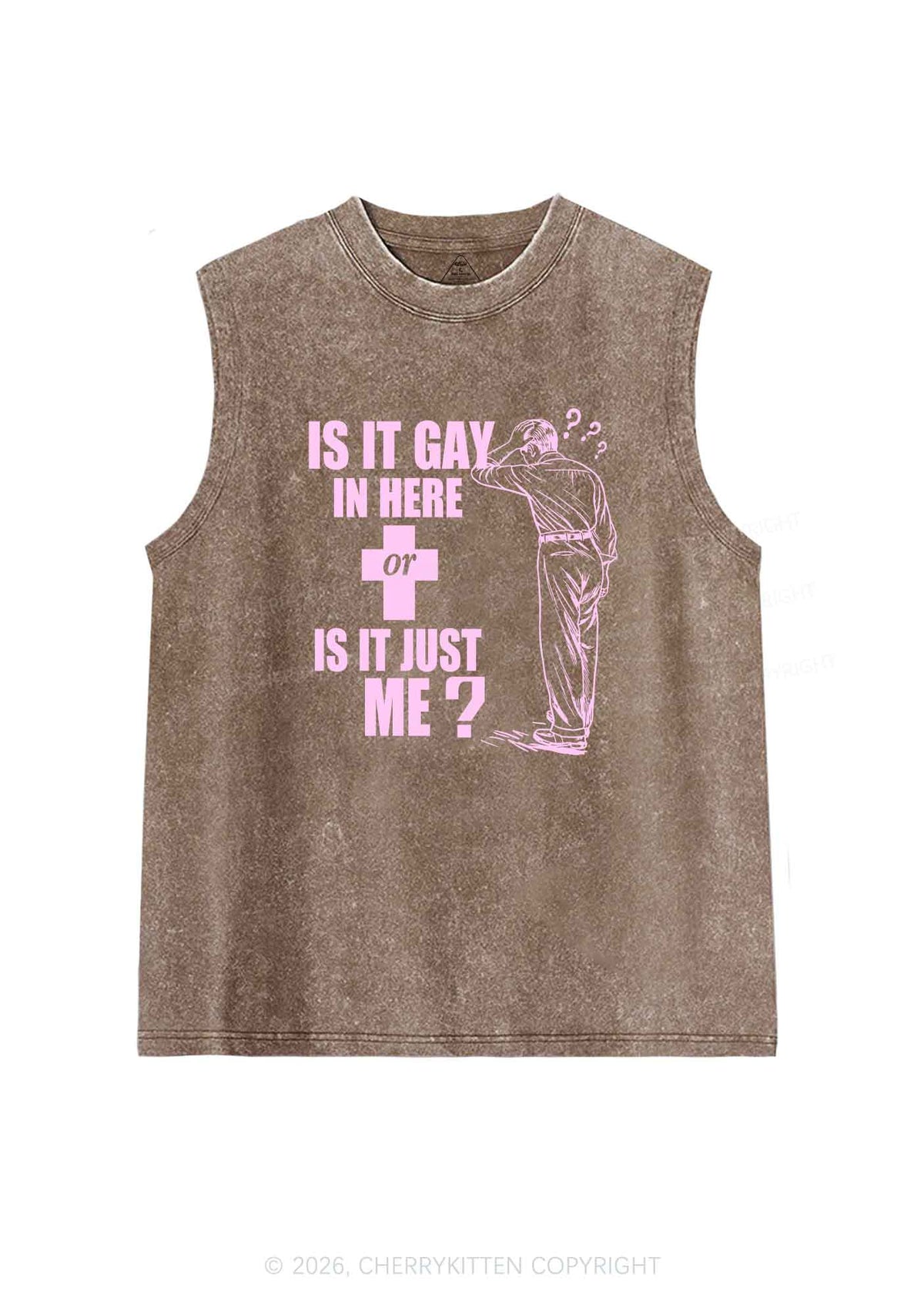 Is It Gay In Here Pride Y2K Washed Muscle Tank Cherrykitten