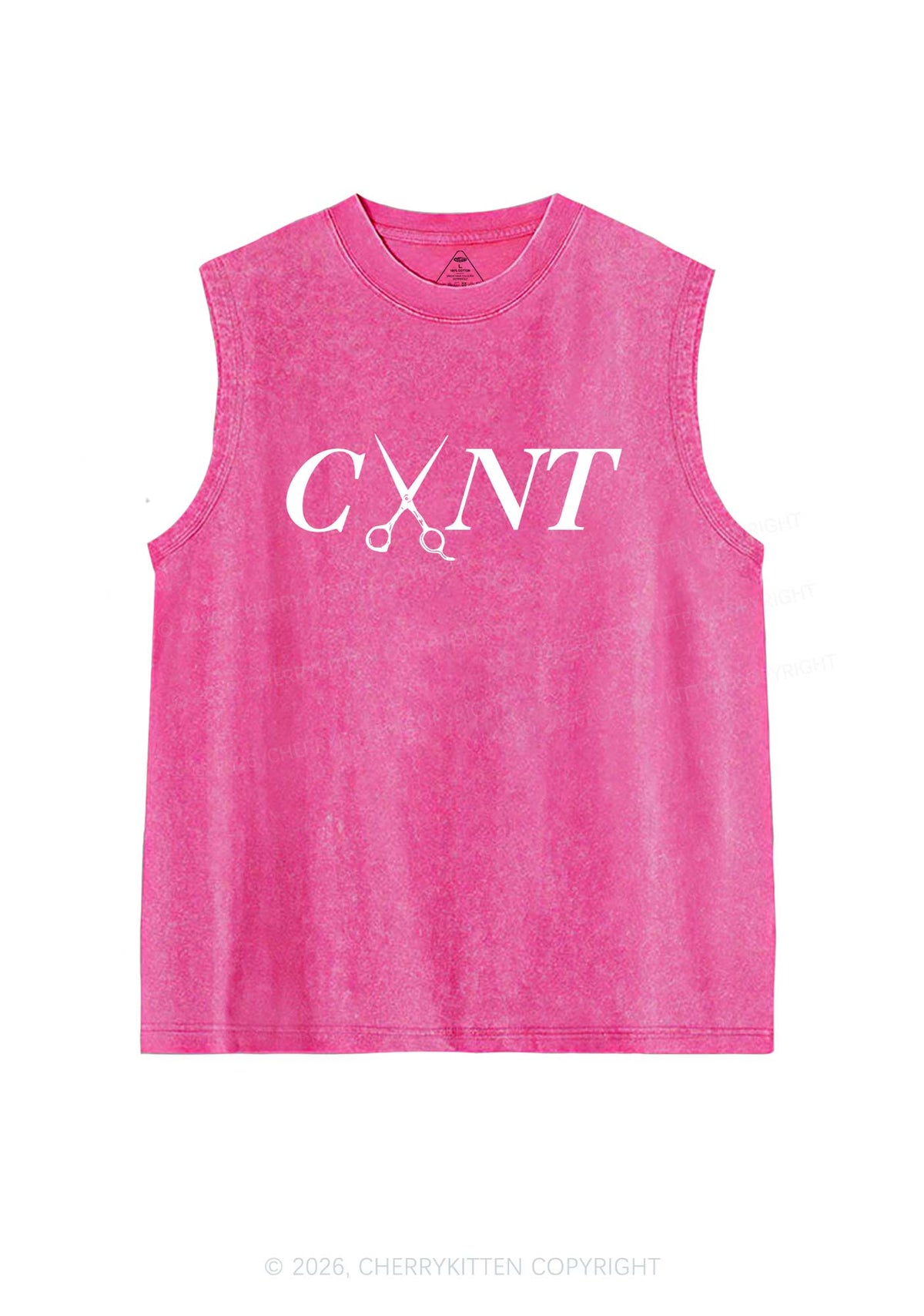 Pink Scissors Cxxt Pride Y2K Washed Muscle Tank Cherrykitten