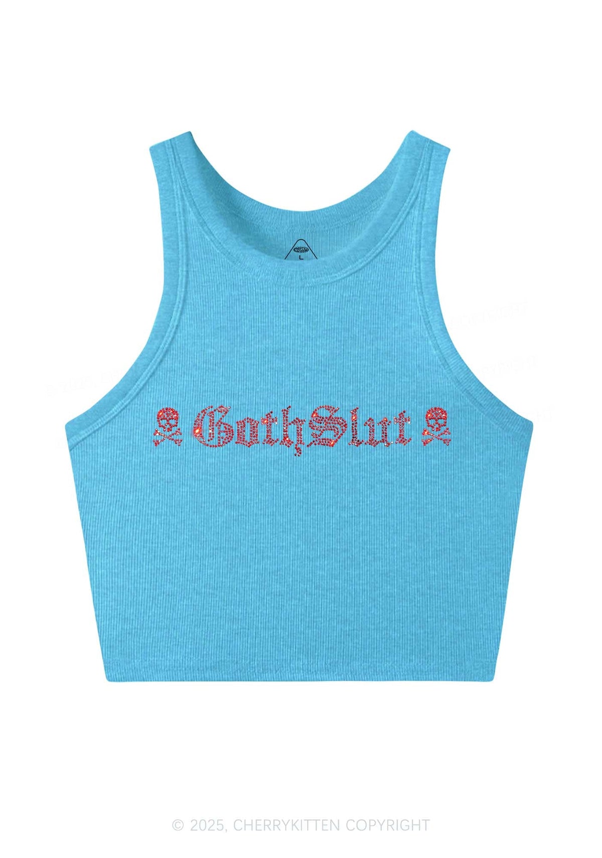 Rhinestone Gothslxt Y2K Crop Tank Top Cherrykitten